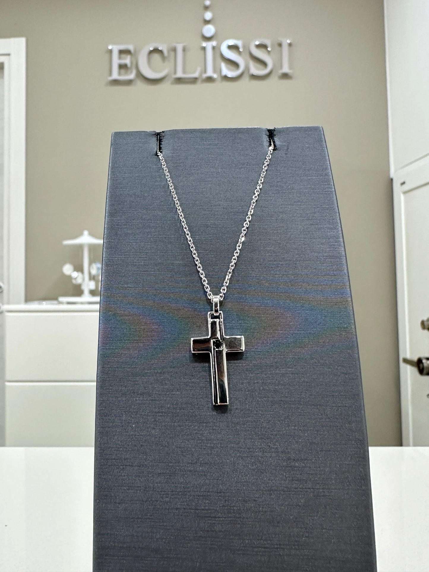 Collana Croce Zancan Con Spinello Nero Centrale