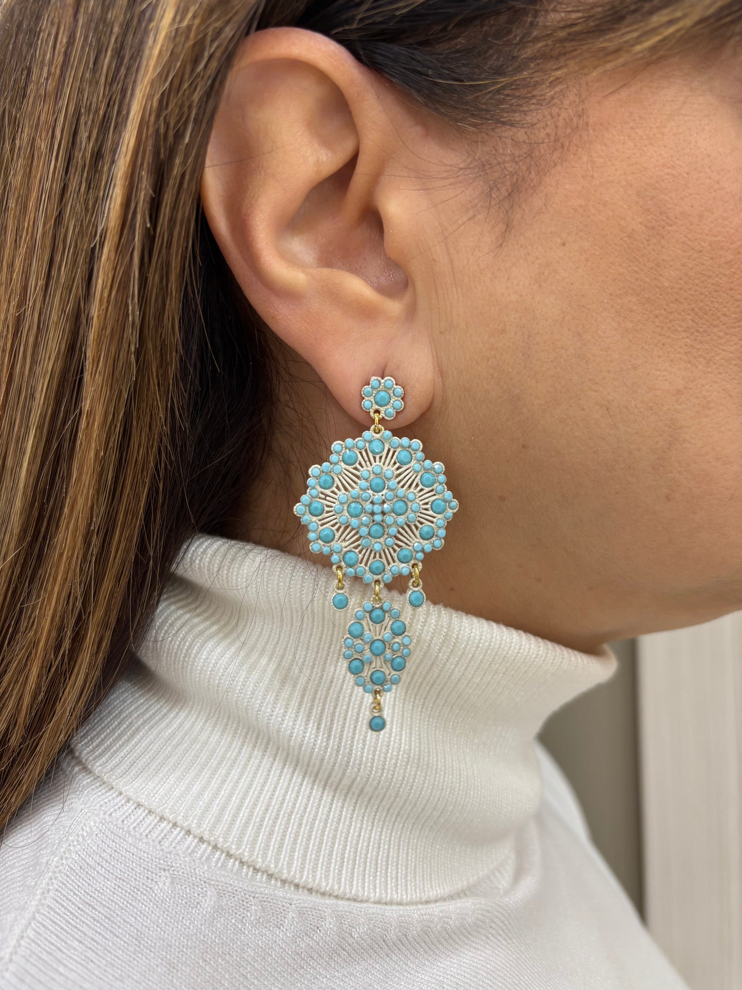 Orecchini LaGriffe Pendenti Con Swarovski Azzurri