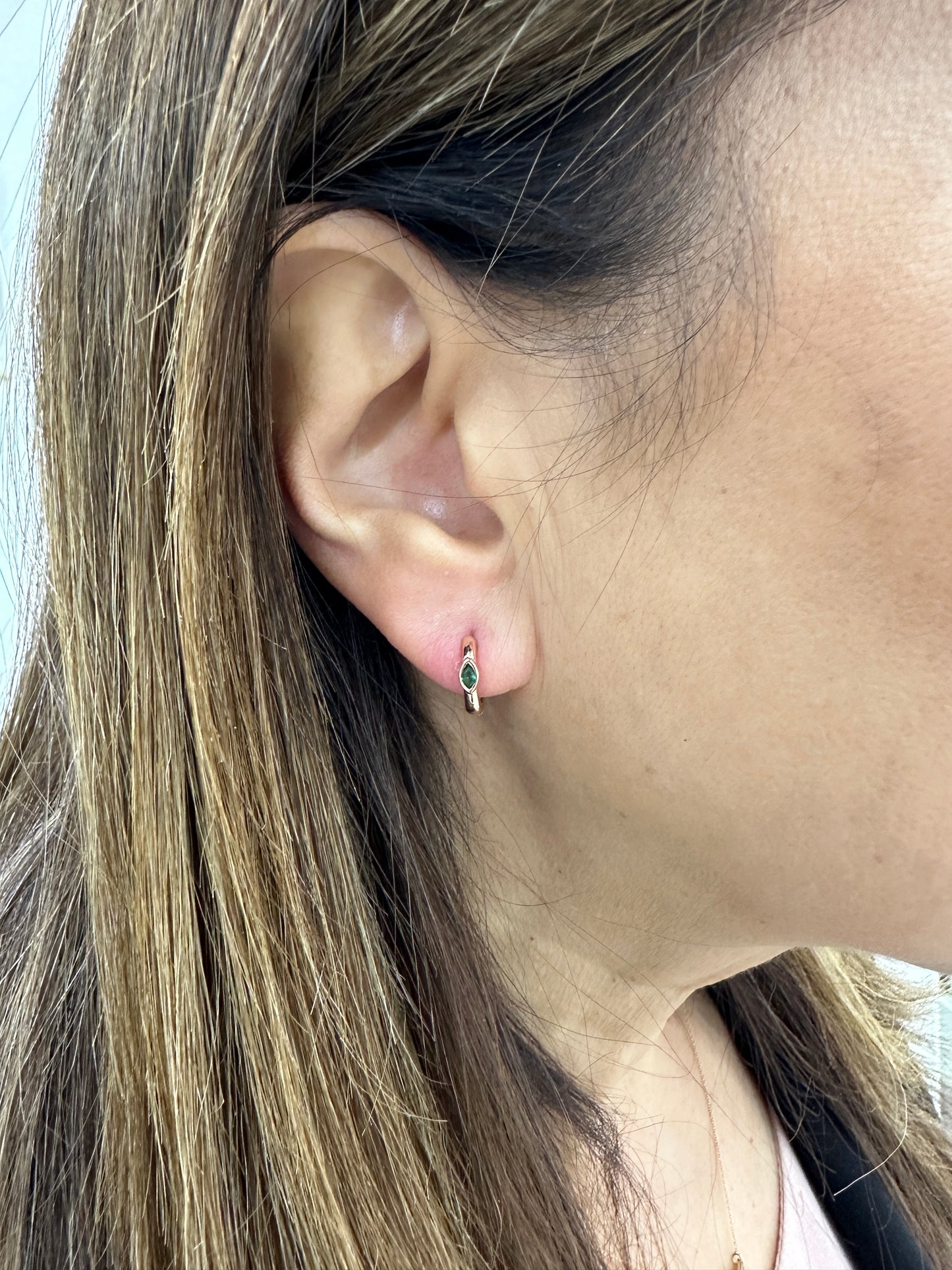 Orecchini Piti Mali Con Zircone Verde Centrale