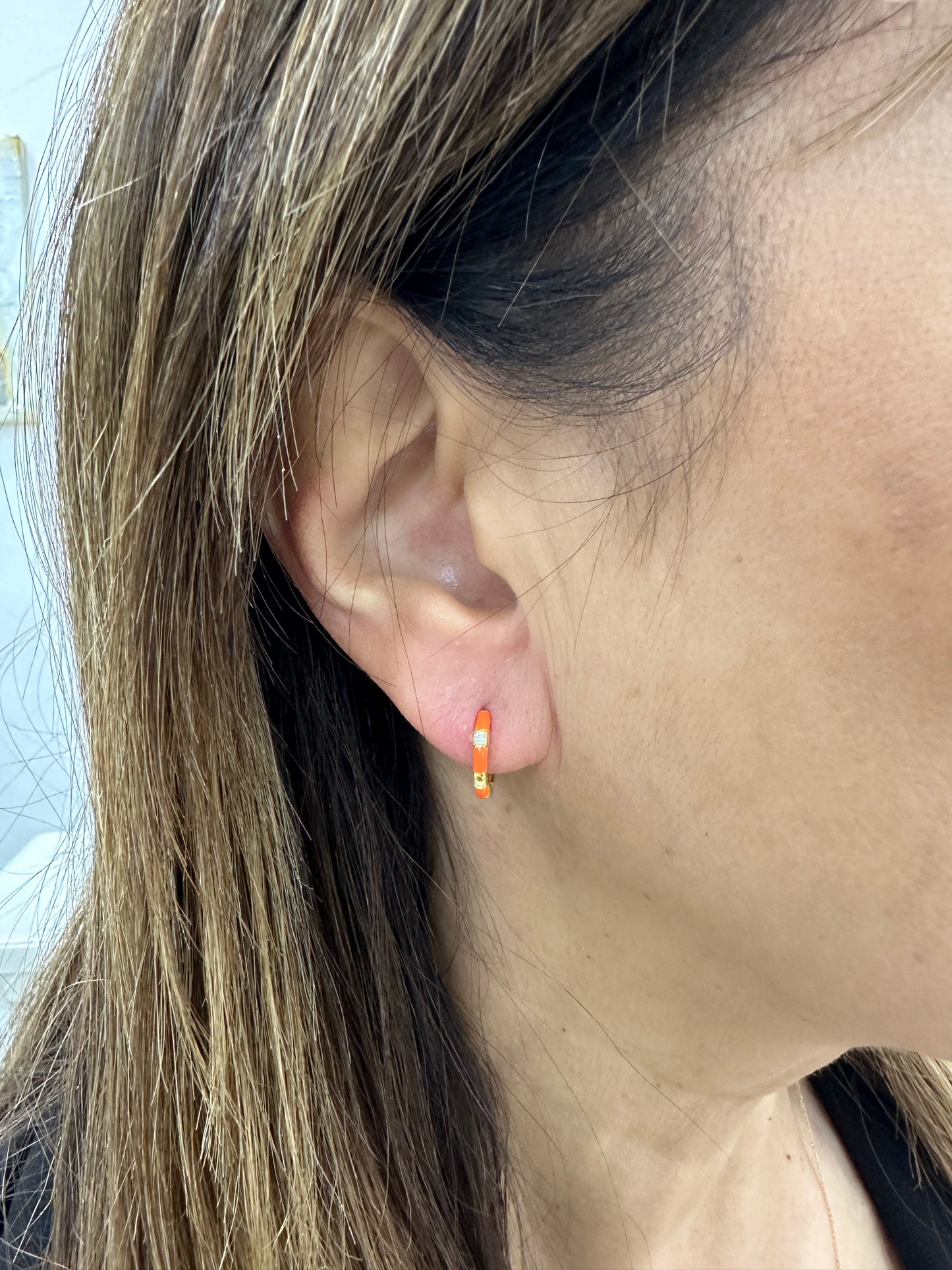 Orecchini Piti Mali Cerchio Arancione e Zirconi