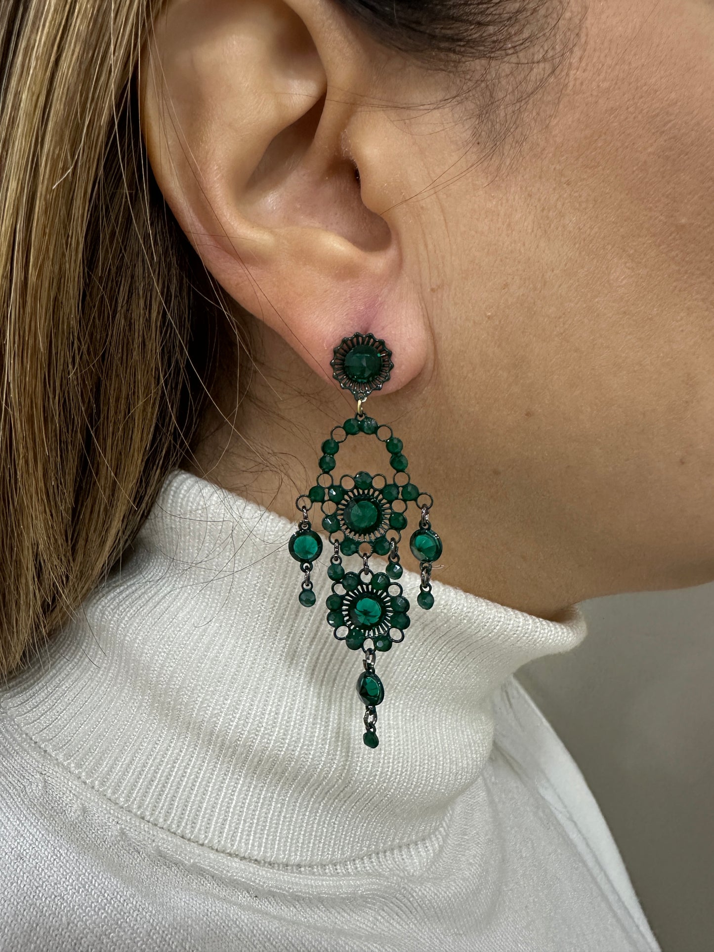 Orecchini LaGriffe Verdi Con Swarovski