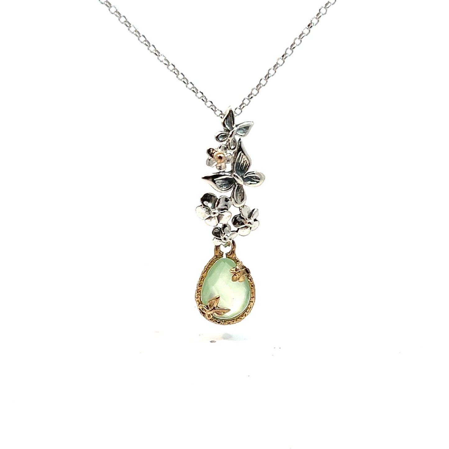 Collana Nemoris Con Farfalle e Agata Verde