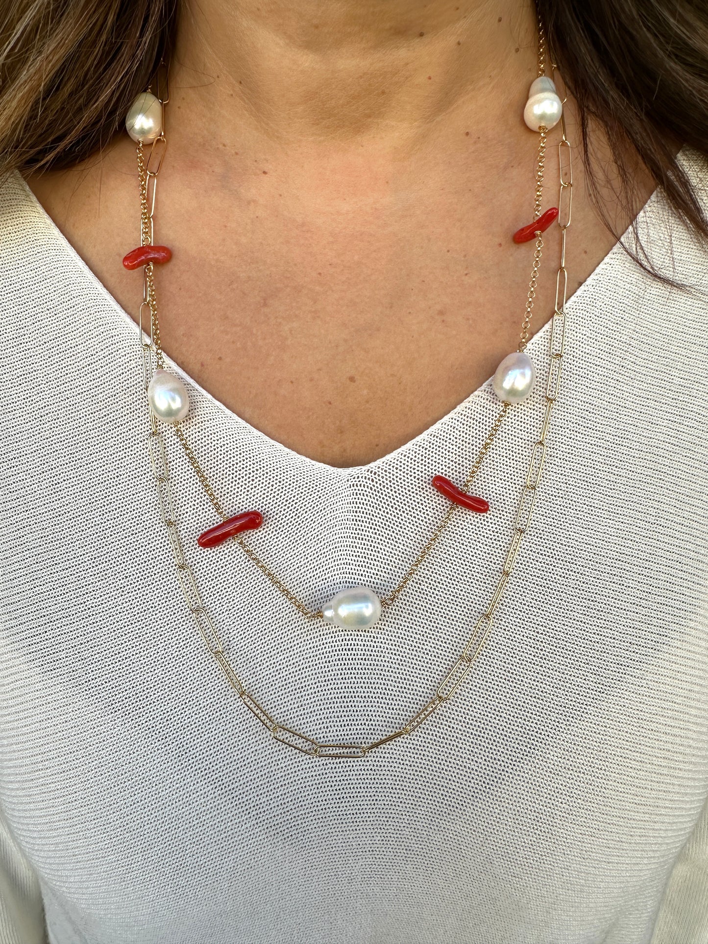 Collana Con Perle e Corallo