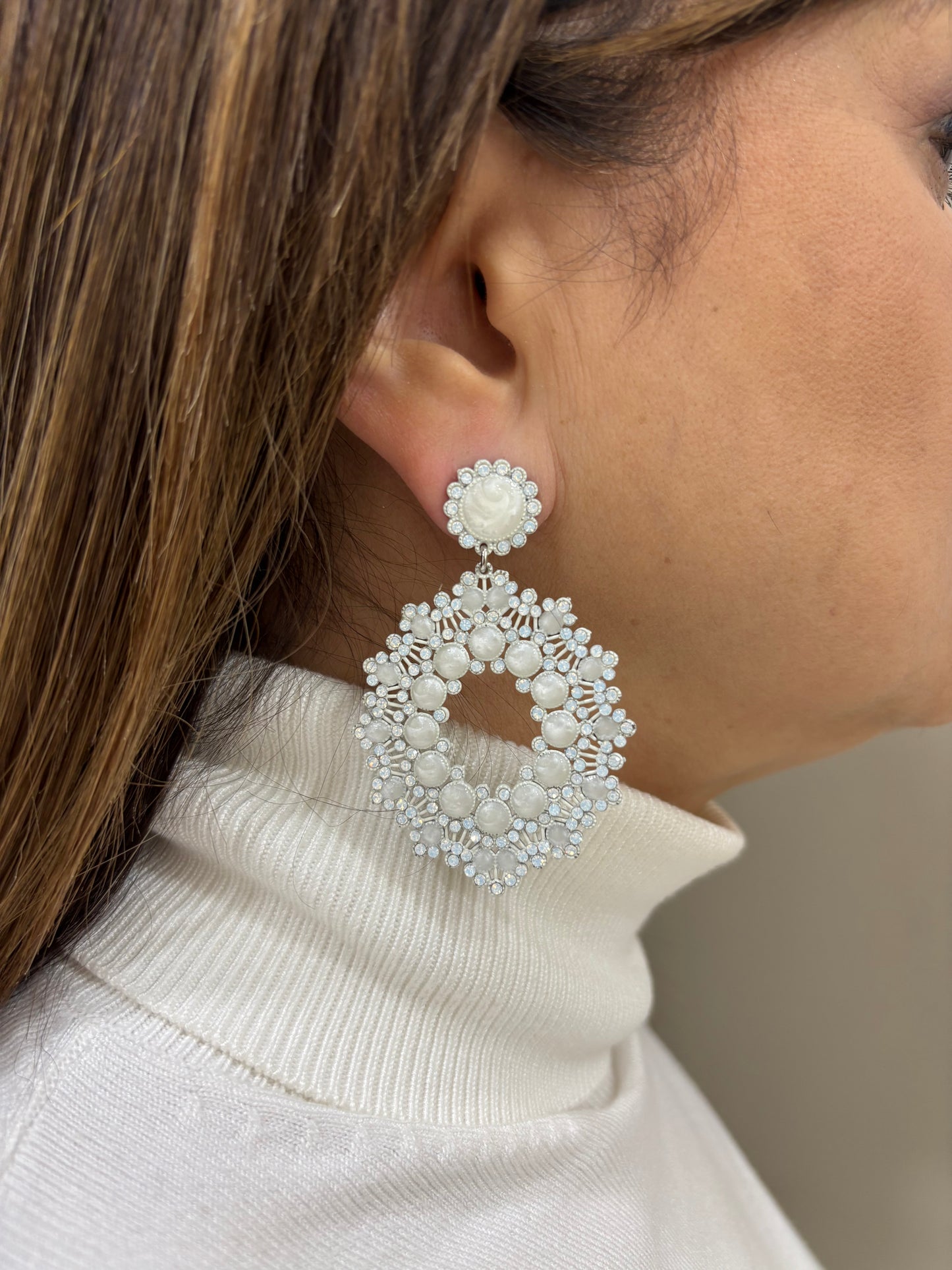 Orecchini LaGriffe Con Swarovski Bianchi