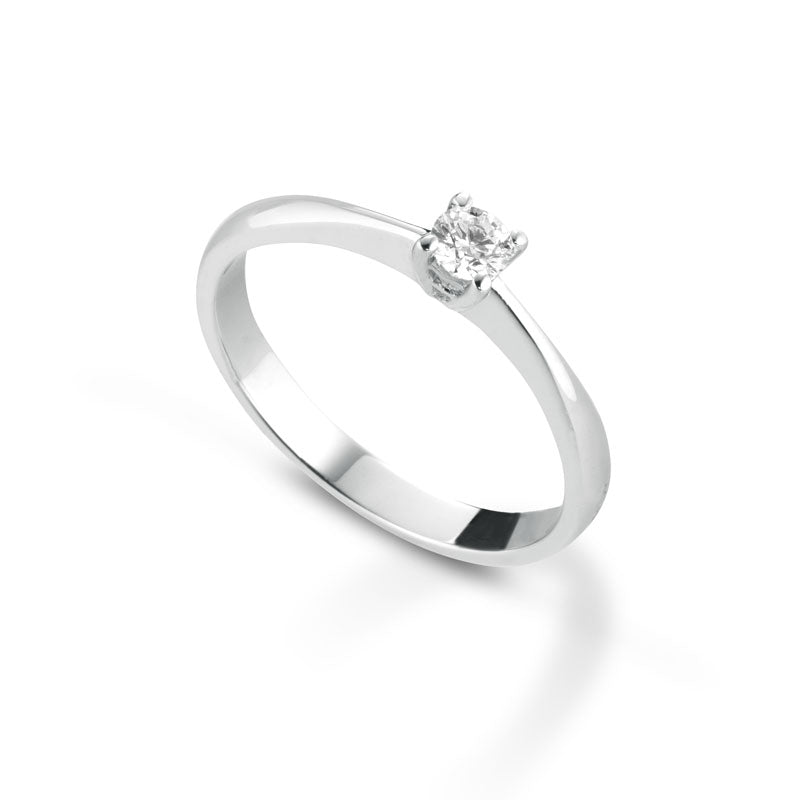 anello solitario oro 18 kt e diamante 0.20