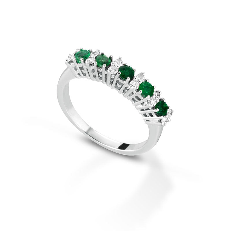 Anello Marika Veretta in Oro 18 kt con Smeraldi e Diamanti - ANVER06SAR