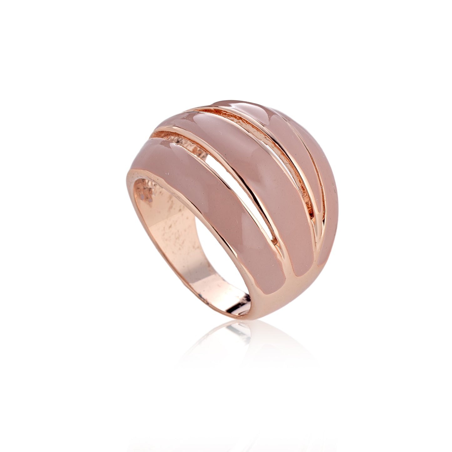 Anello Mewo Rosè Regolabile Smaltato Rosa A Fascia Traforata