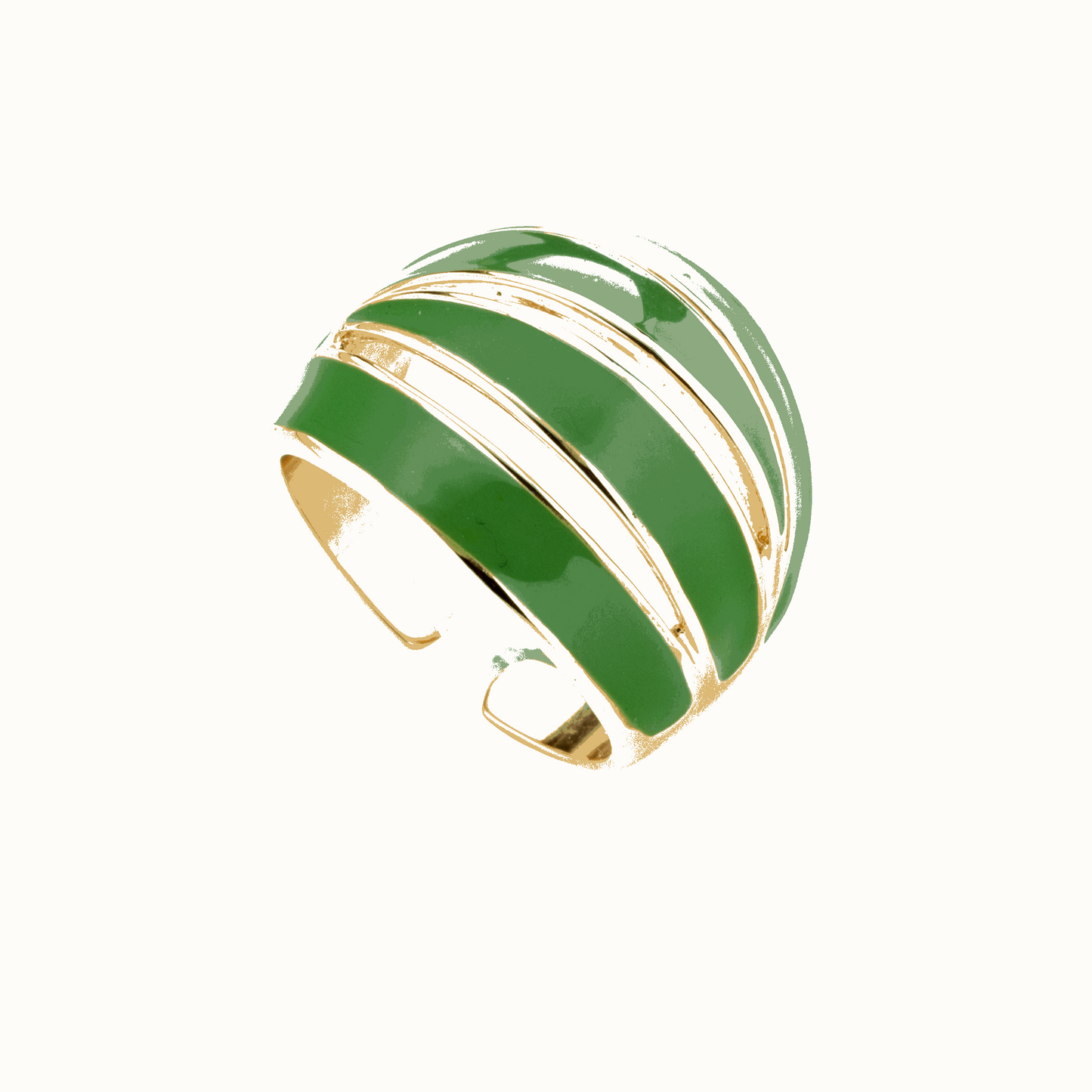 Anello Mewo Dorato Regolabile A Fascia Verde