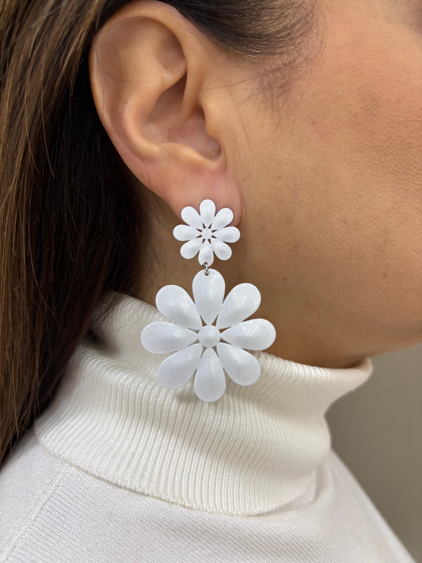 Orecchini LaGriffe Fiore Bianco Smaltati