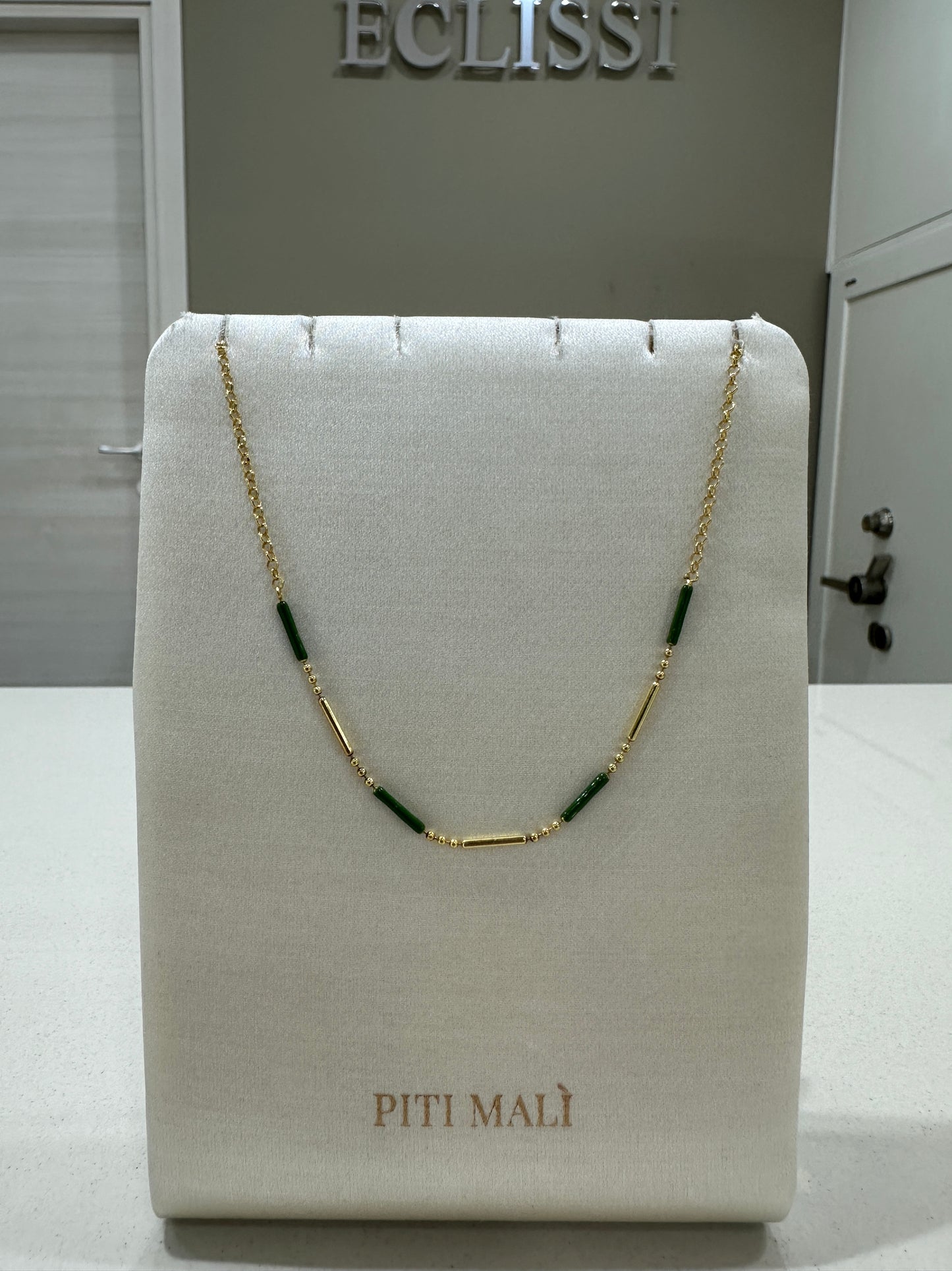 Collana Girocollo Piti Mali Con Smalto Verde