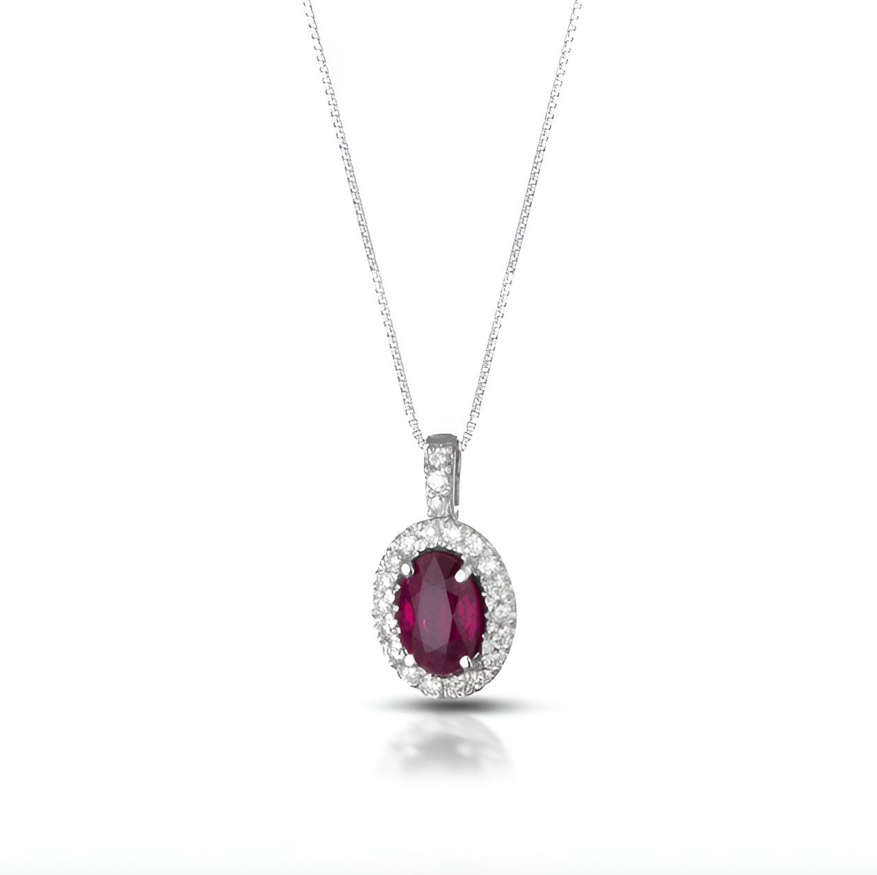 collana marika oro 18 kt con rubino e diamanti