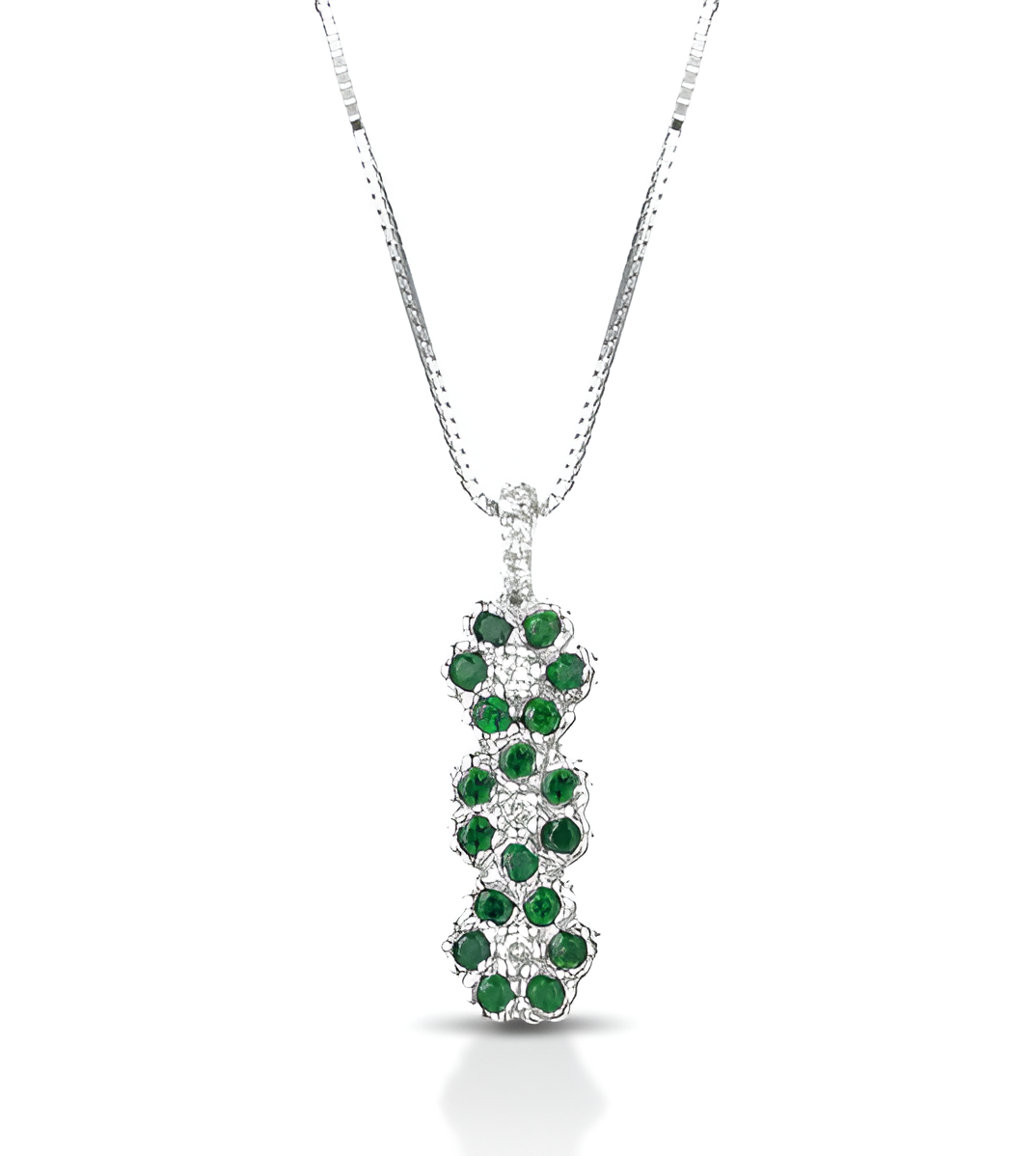 collana marika oro 18 kt ciondolo trilogy smeraldi e diamanti