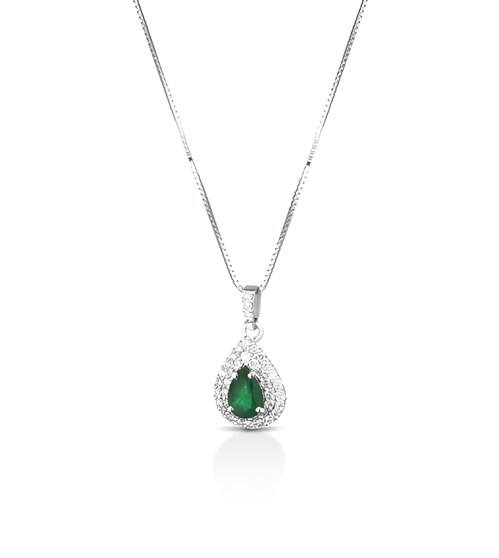 collana goccia marika oro 18 kt smeraldo e diamanti