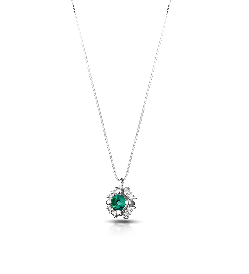 collana marika oro 18 kt smeraldo e diamanti