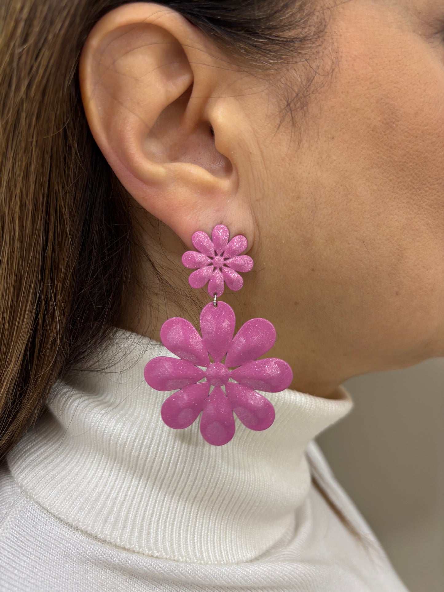 Orecchini LaGriffe Smaltati Fiore Rosa