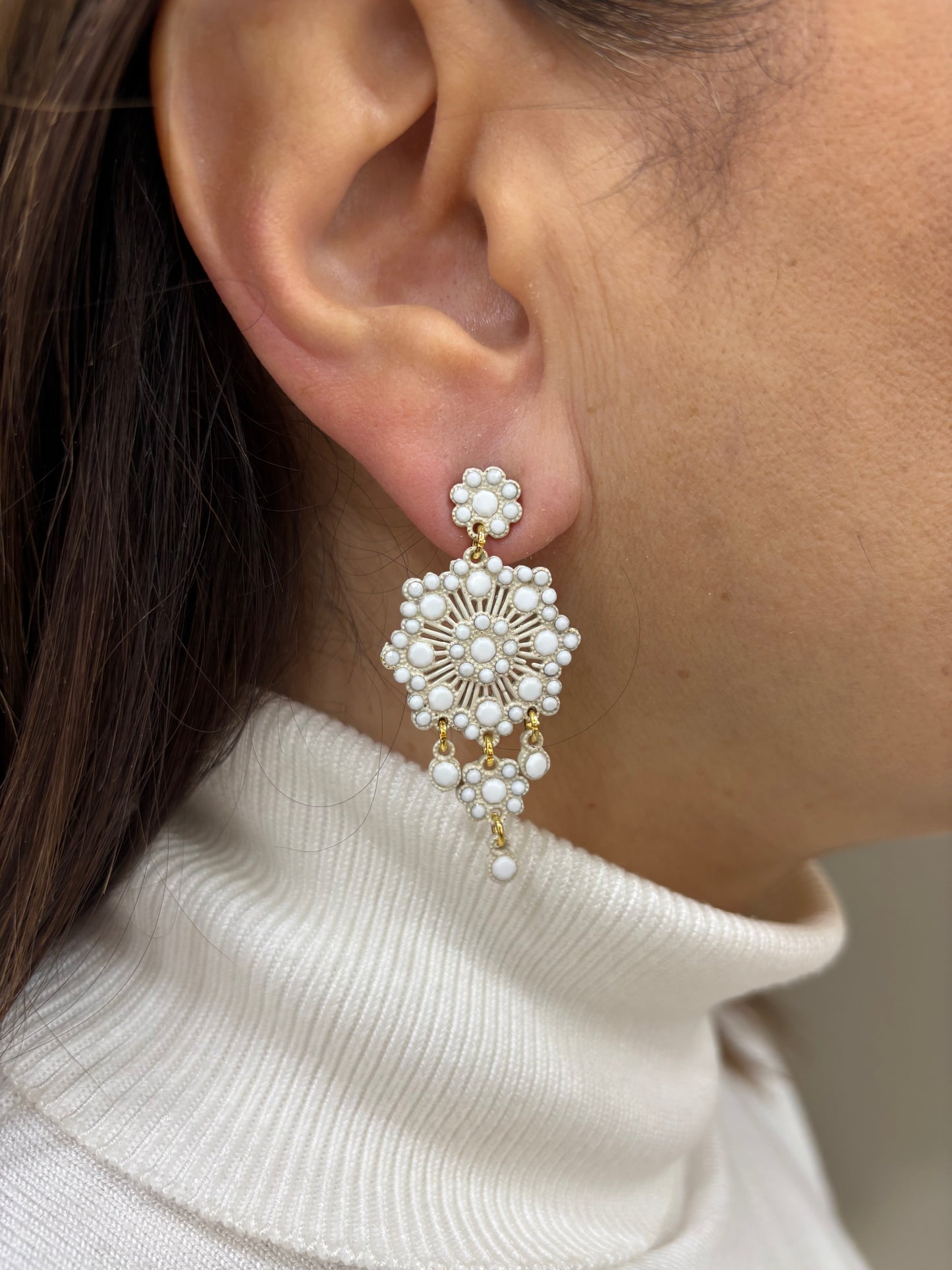 Orecchini LaGriffe Con Swarovski Bianchi