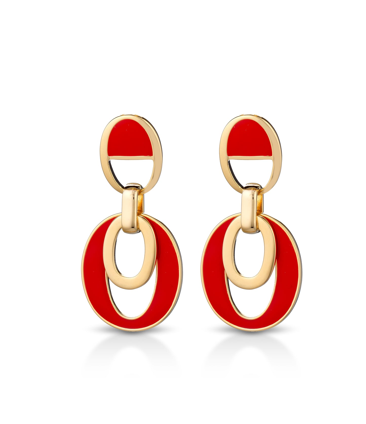 Orecchini Mewo Dorati e Smaltati Rossi