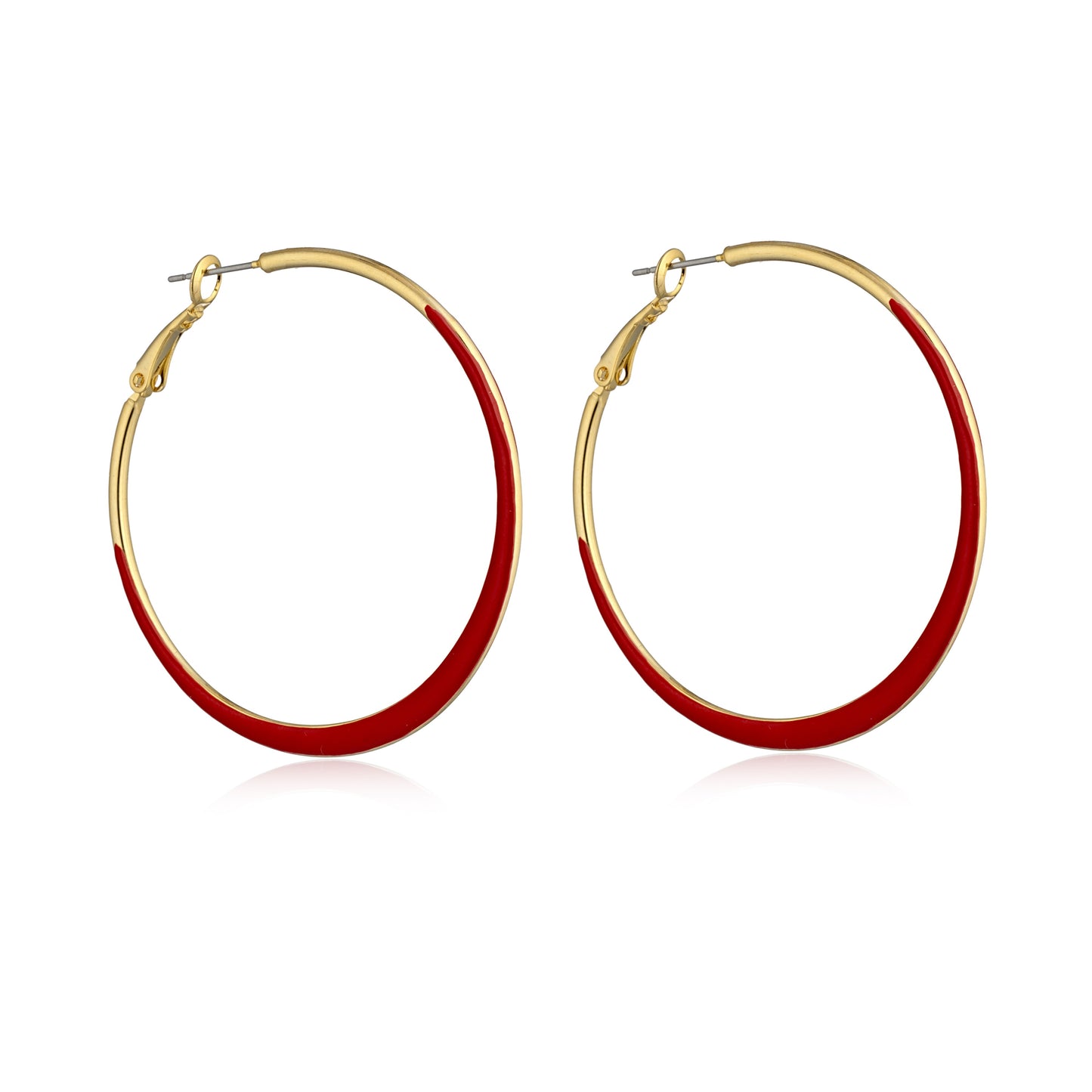 Orecchini Mewo A Cerchio Dorati Con Smalto Rosso