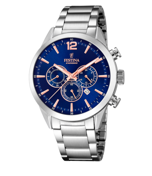 Orologio Festina Chronograph Blu Cinturino Acciaio - F20343/9