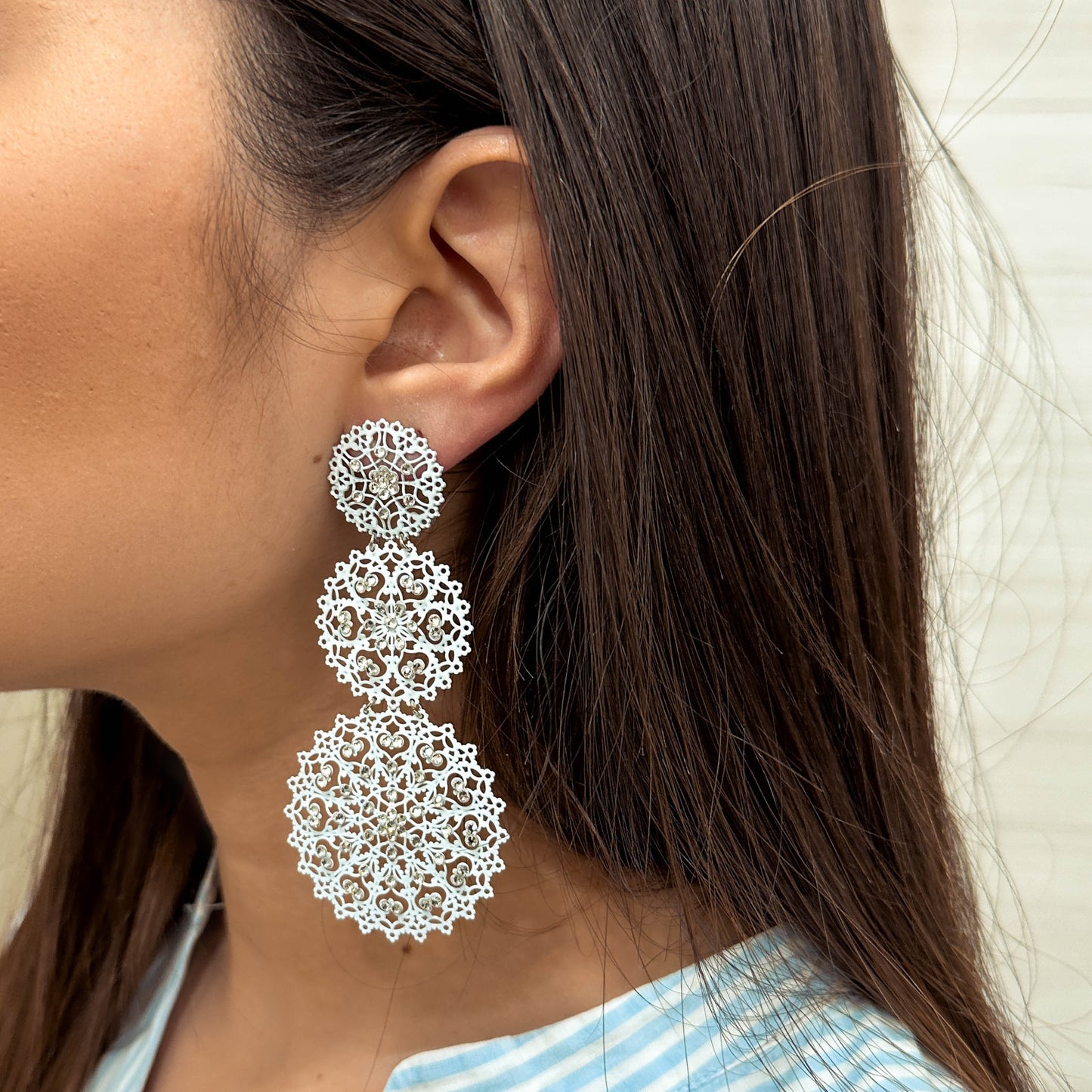 Orecchini La Griffe Bianchi Con Swarovski