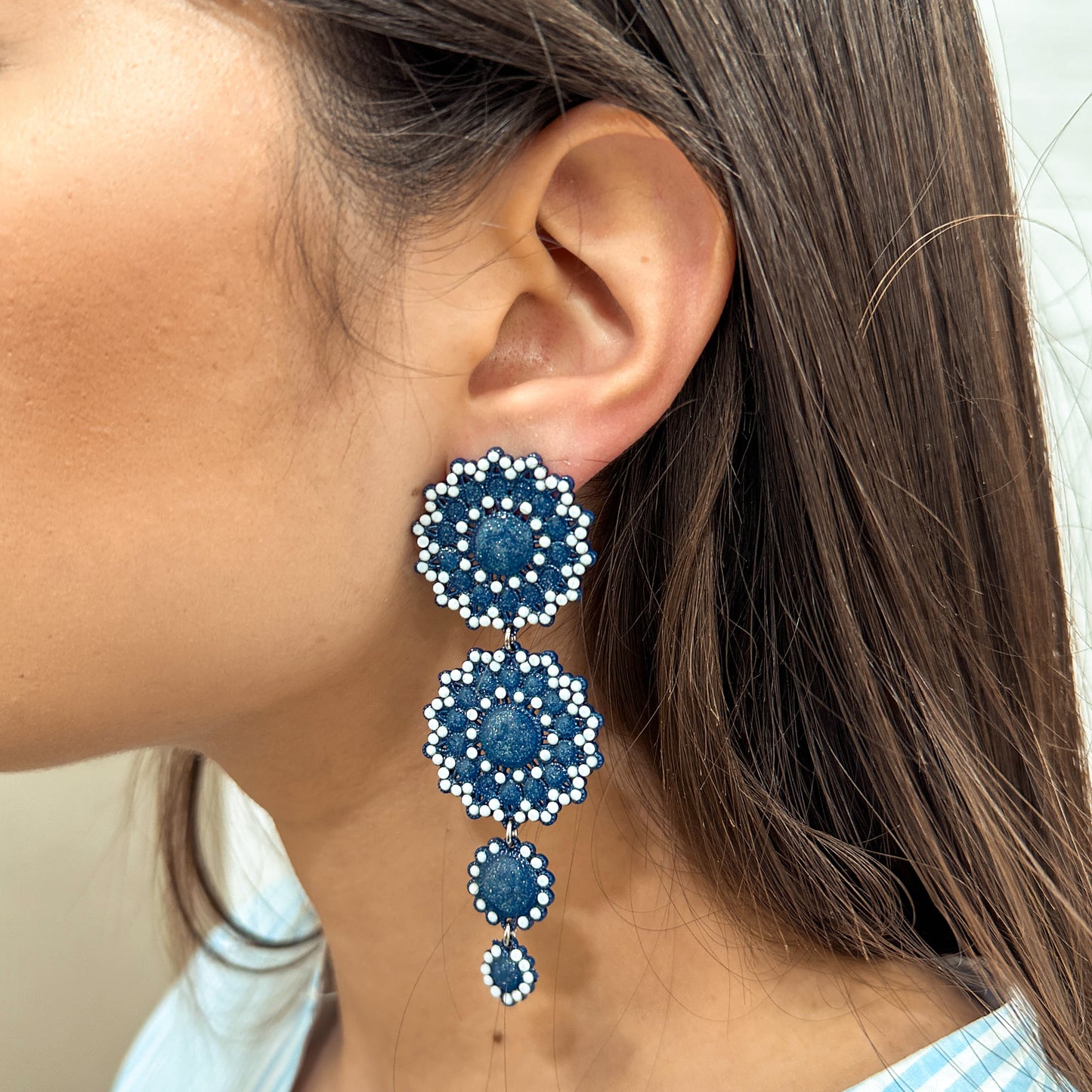 Orecchini La Griffe Blu e Bianchi Con Swarovski