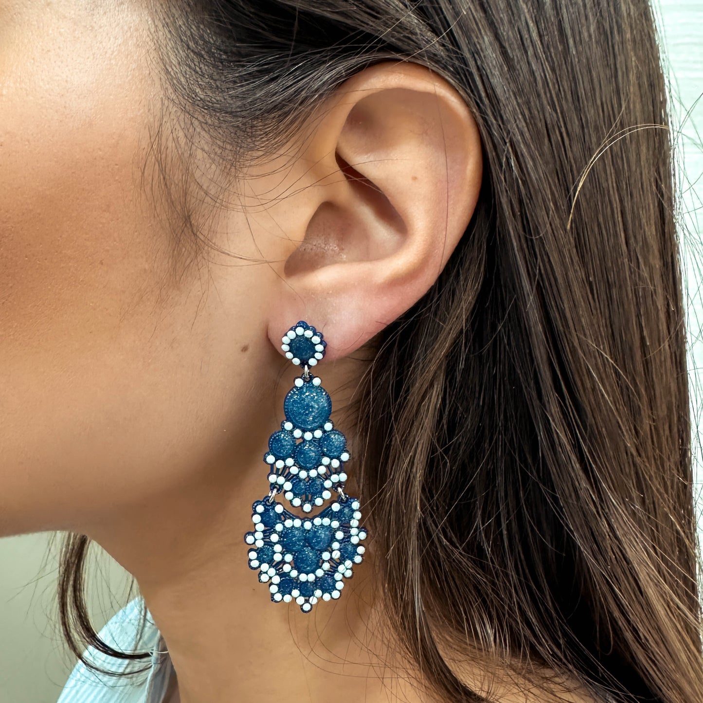 Orecchini La Griffe Blu e Bianchi Con Swarovski