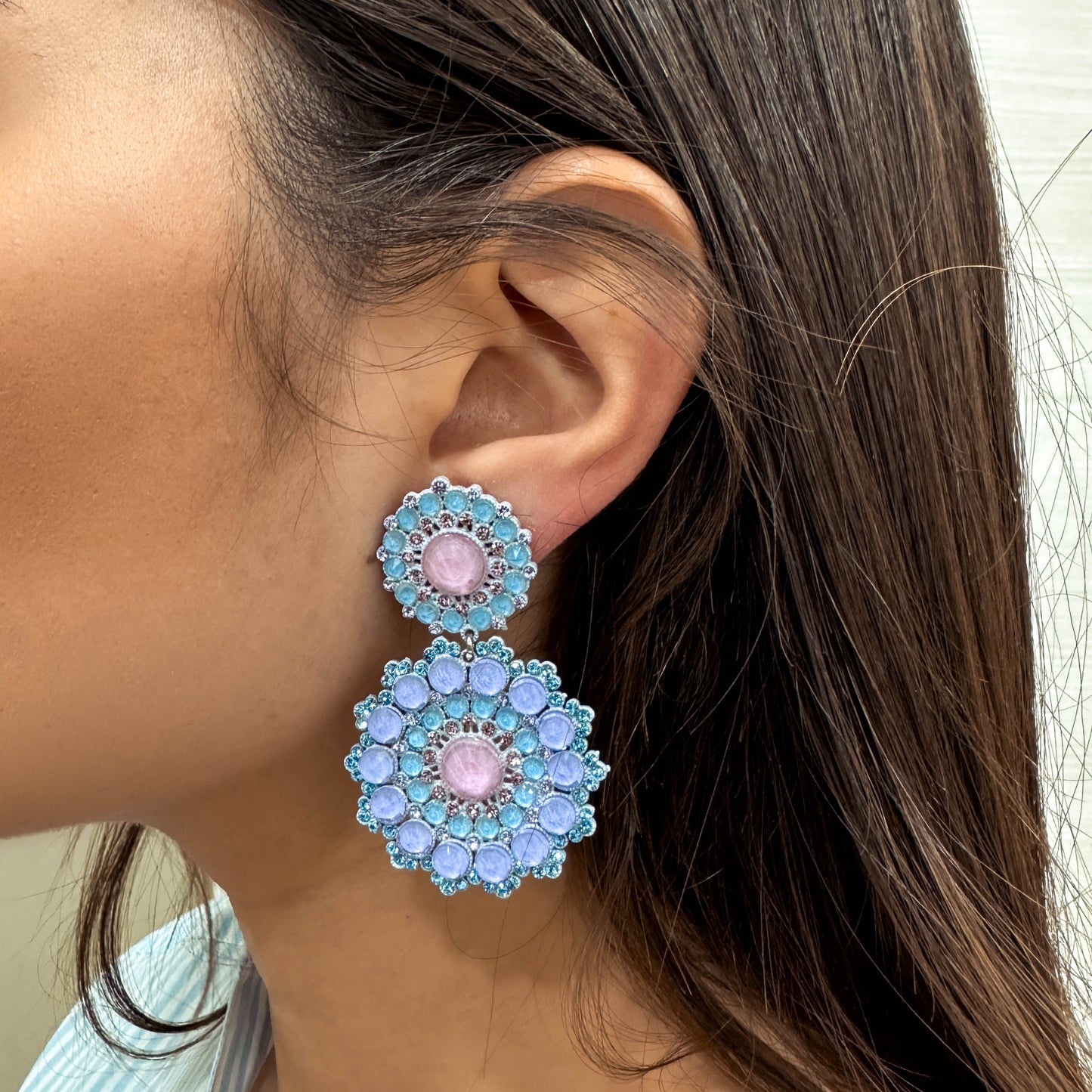 Orecchini La Griffe Rosa Con Swarovski