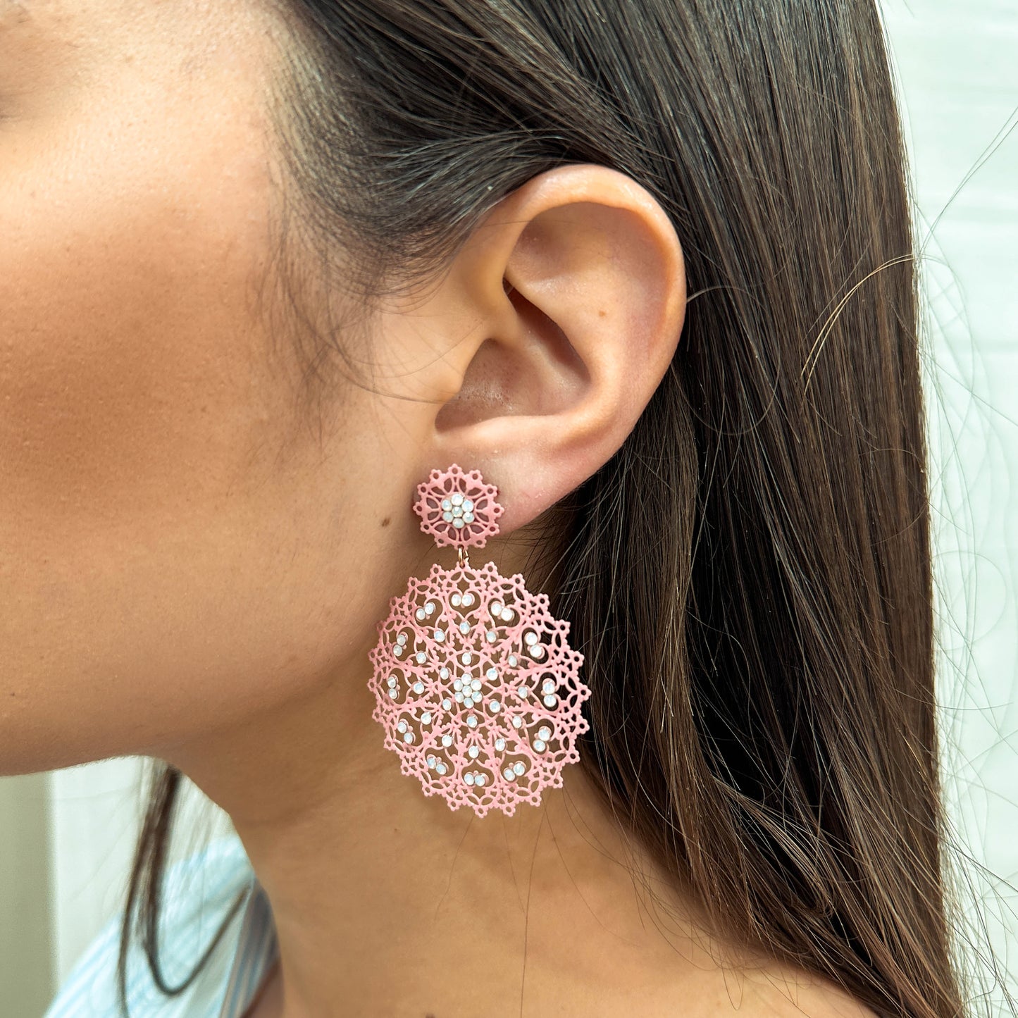 Orecchini La Griffe Rosa Con Swarovski