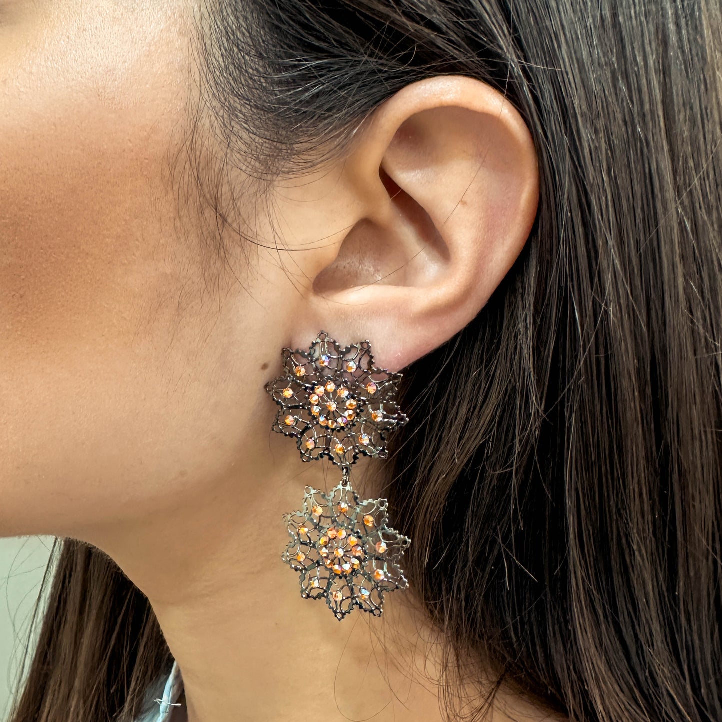 Orecchini La Griffe Con Swarovski Arancioni