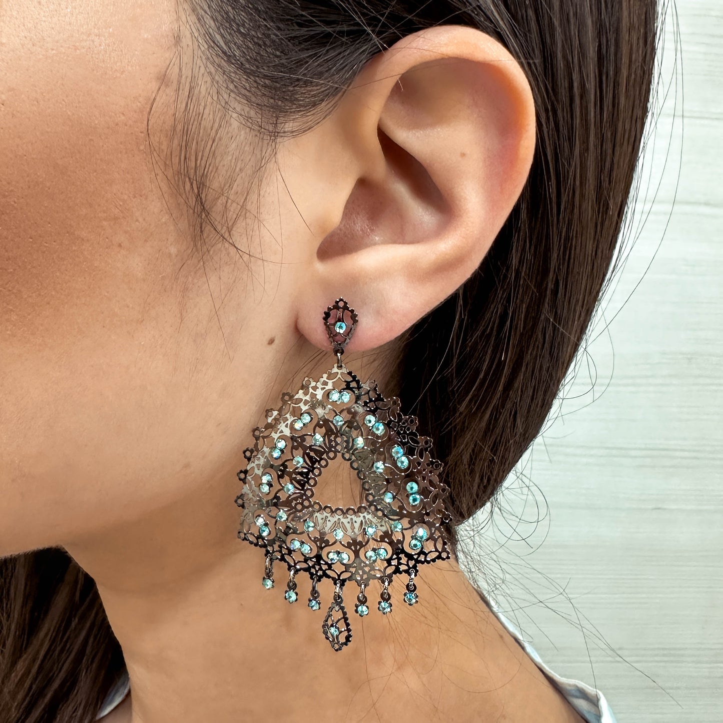 Orecchini La Griffe Con Swarovski Azzurri