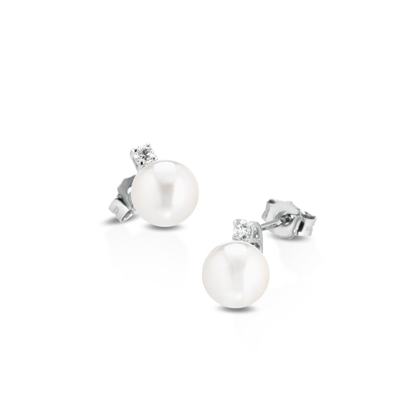 Orecchini Marika In Oro 18 Kt Con Perle e Diamanti - OR89P
