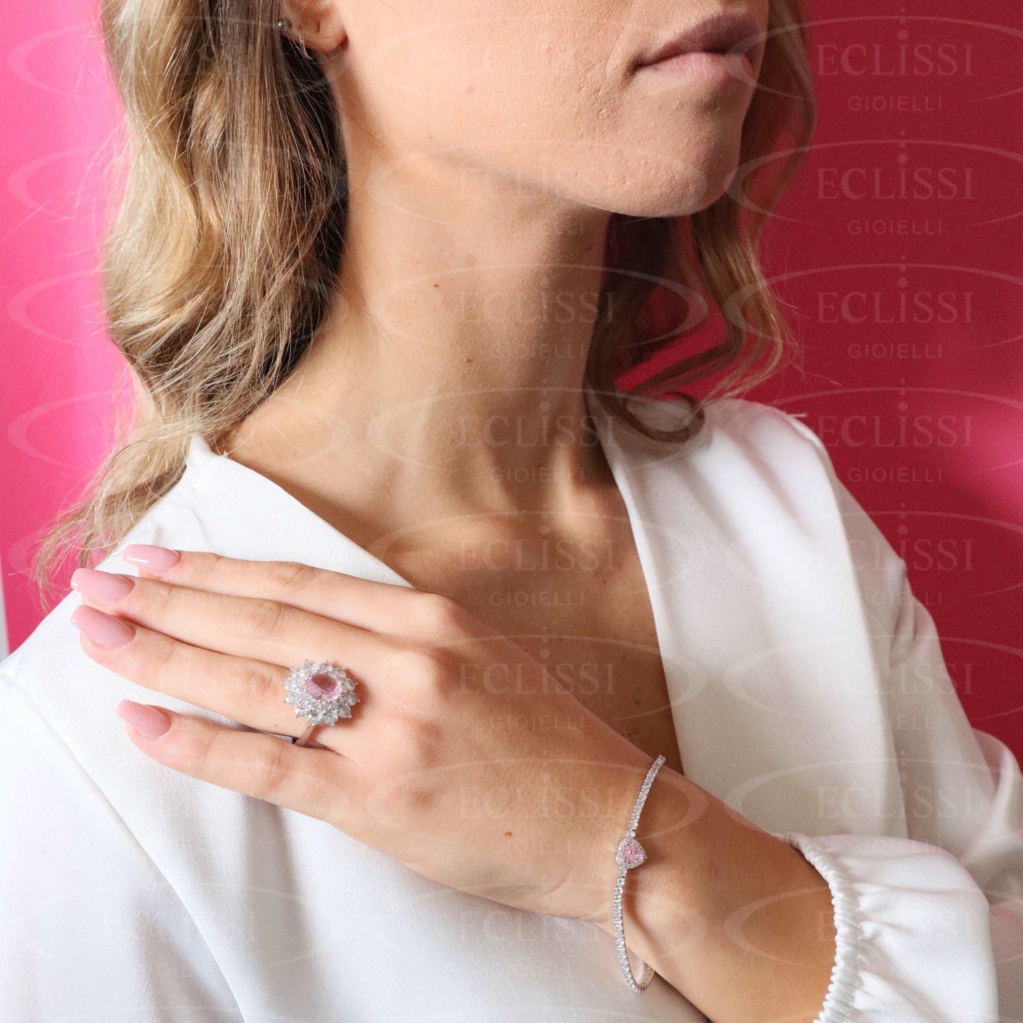Anello Donna Argento mod. Grace Rosa - Eclissi Gioielli