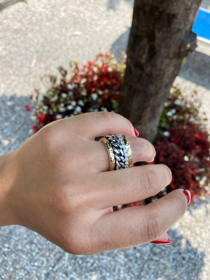 Anello Donna Styliano con Fascia Zirconata e Grumetta