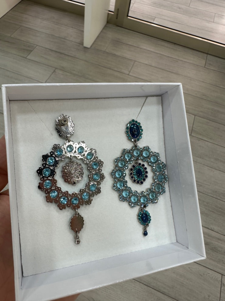 Orecchini La Griffe Pendenti Blu e Turchese Con Swarovski