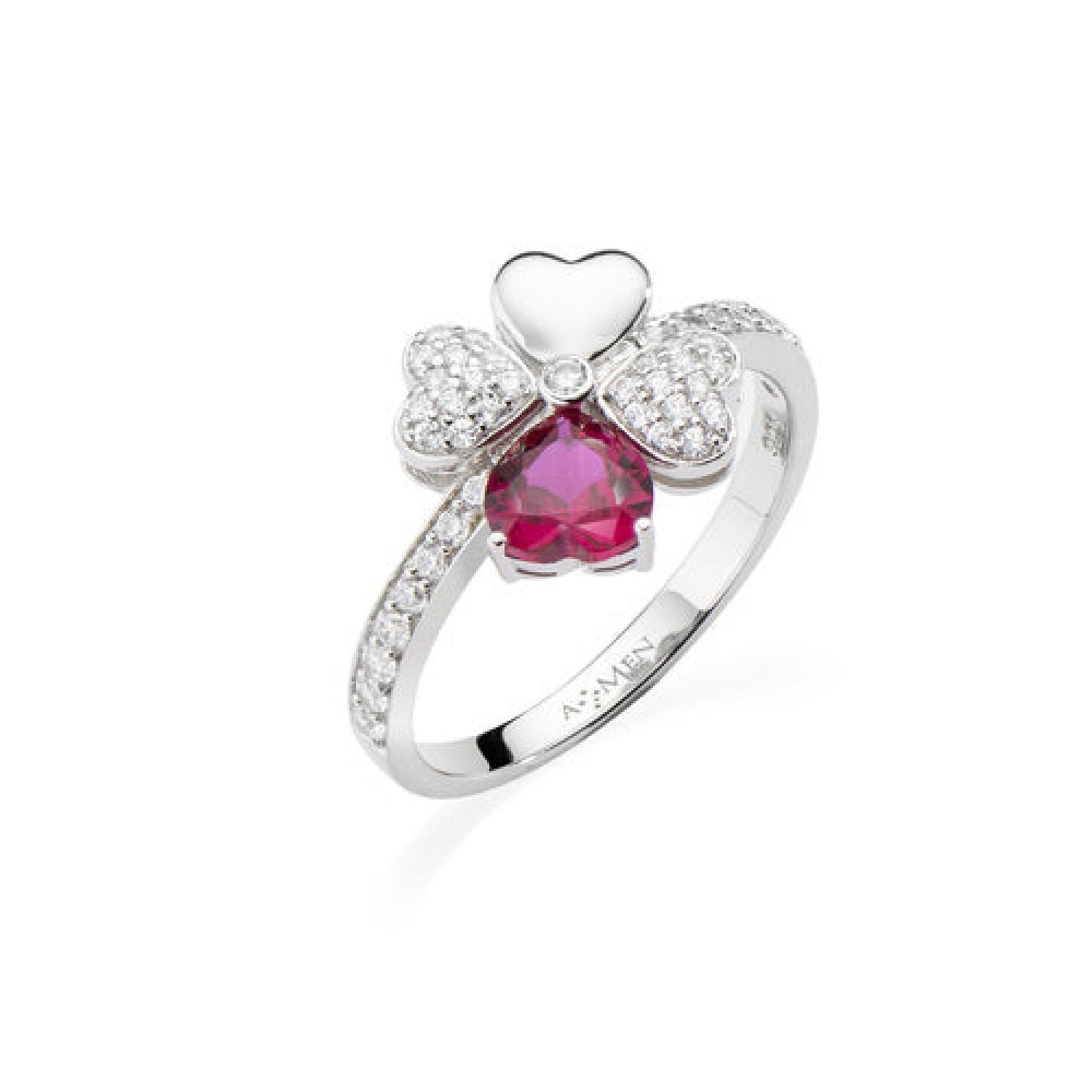 Anello Donna Amen Quadricuore Rosso Anelli