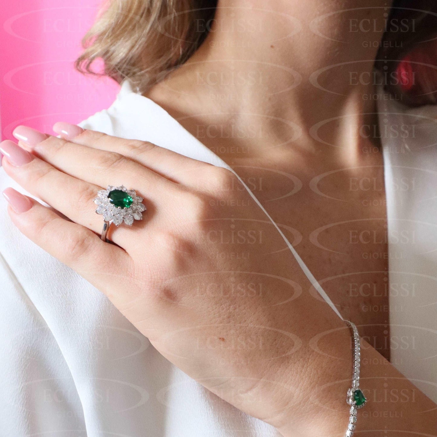 Anello Donna Argento mod. Grace Verde - Eclissi Gioielli
