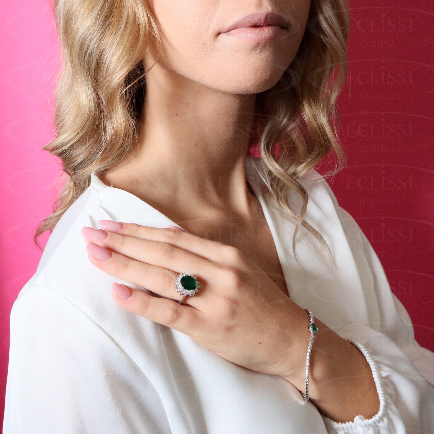 Anello Donna Argento mod. Kate verde - Eclissi Gioielli