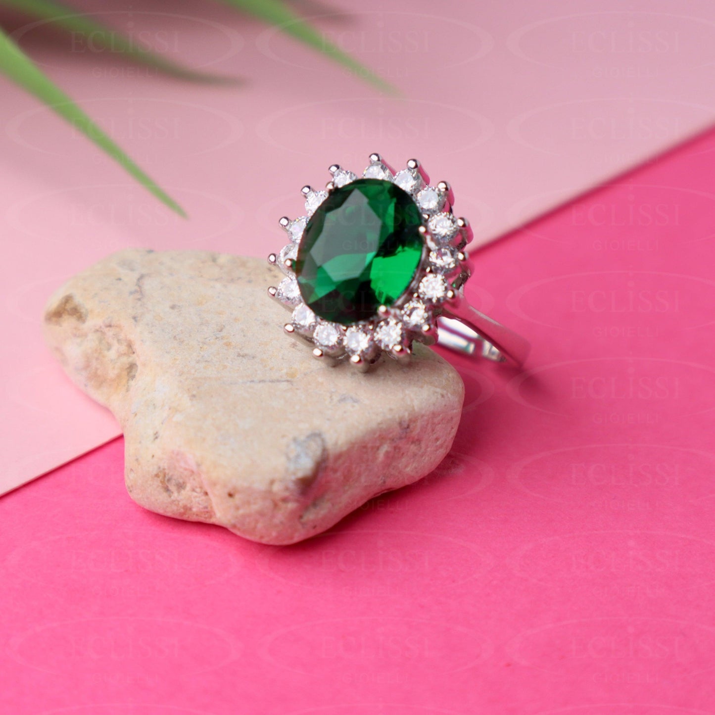 Anello Donna Argento mod. Kate verde - Eclissi Gioielli