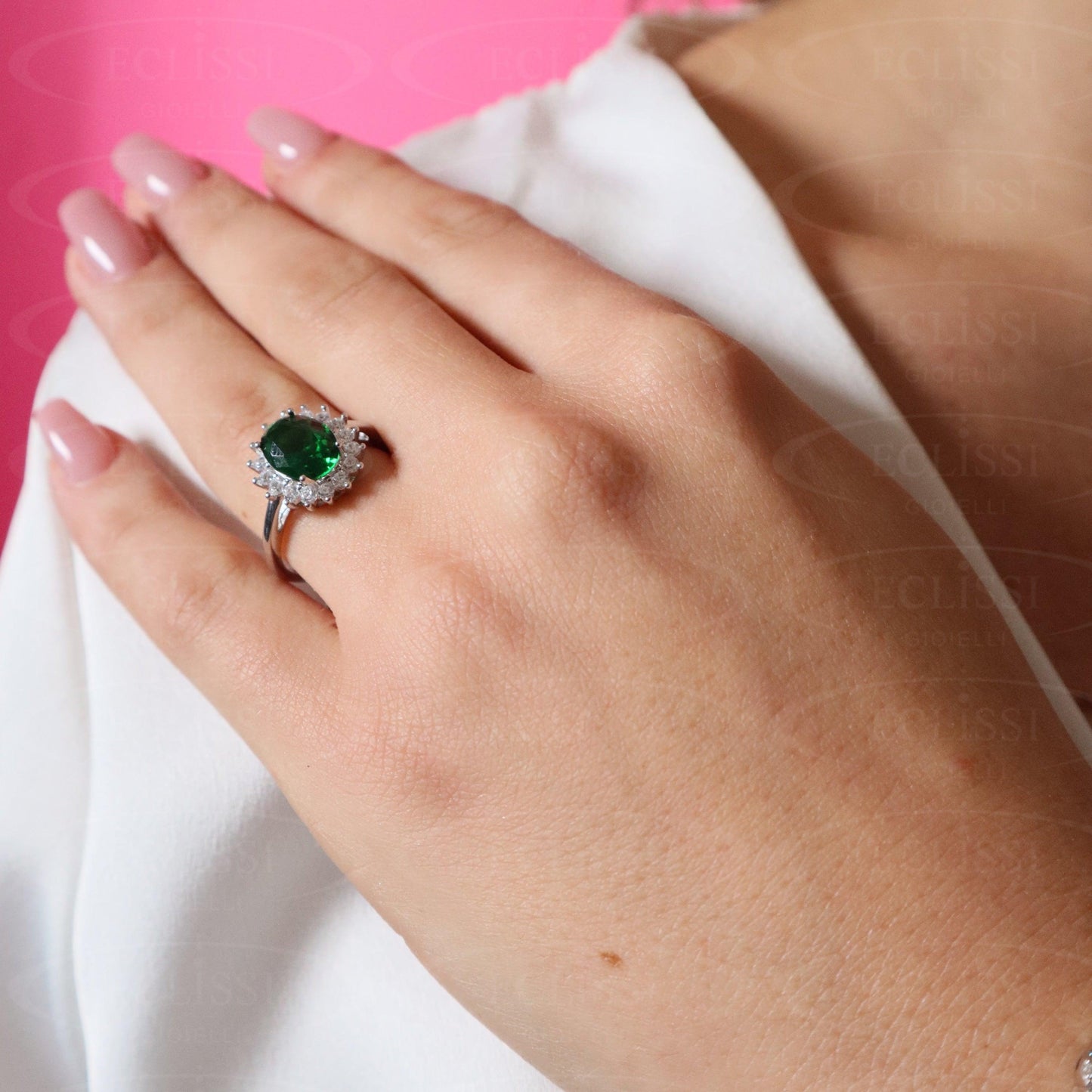 Anello Donna Argento mod. Diana Verde - Eclissi Gioielli