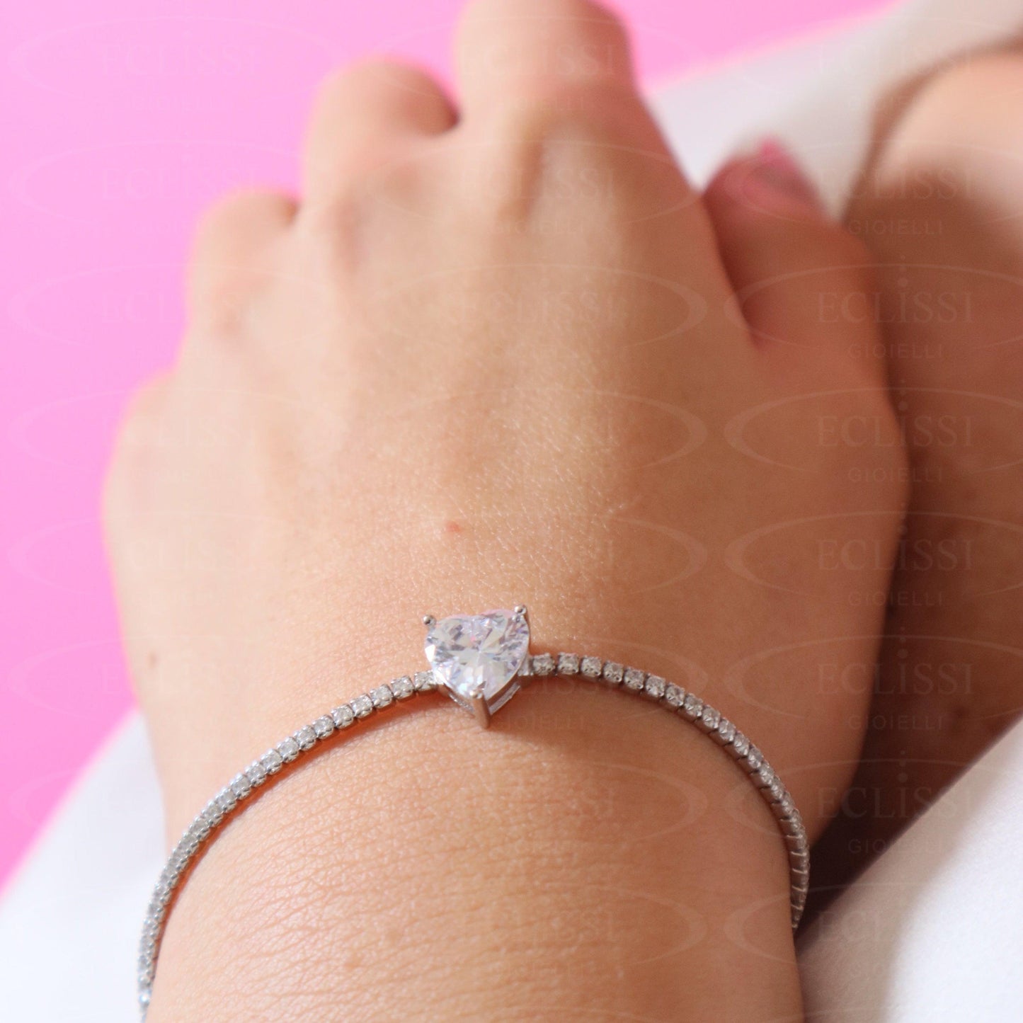Bracciale Tennis Cuore Bianco mod. Taylor - Eclissi Gioielli