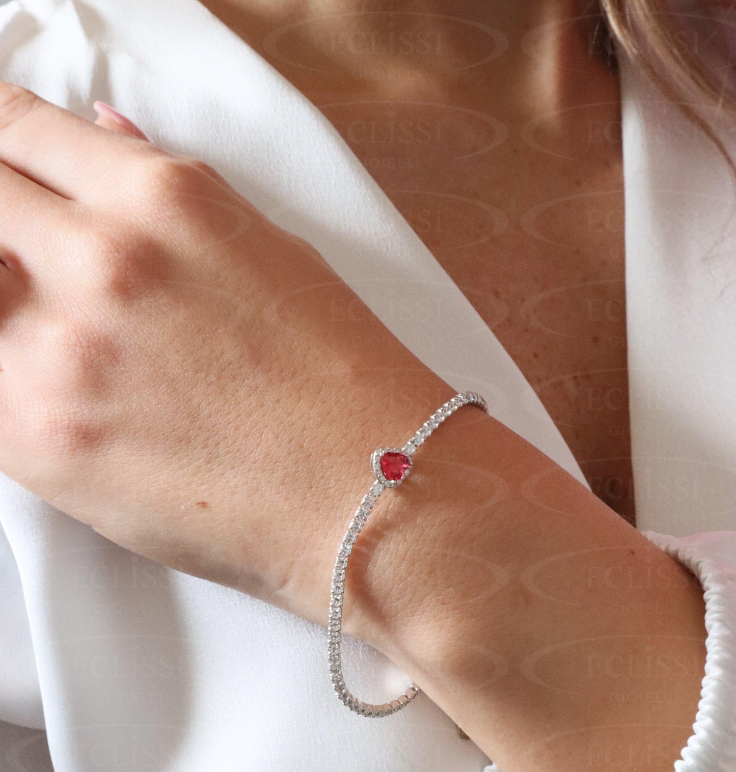 Bracciale Tennis Cuore Rosso mod. Sissi - Eclissi Gioielli