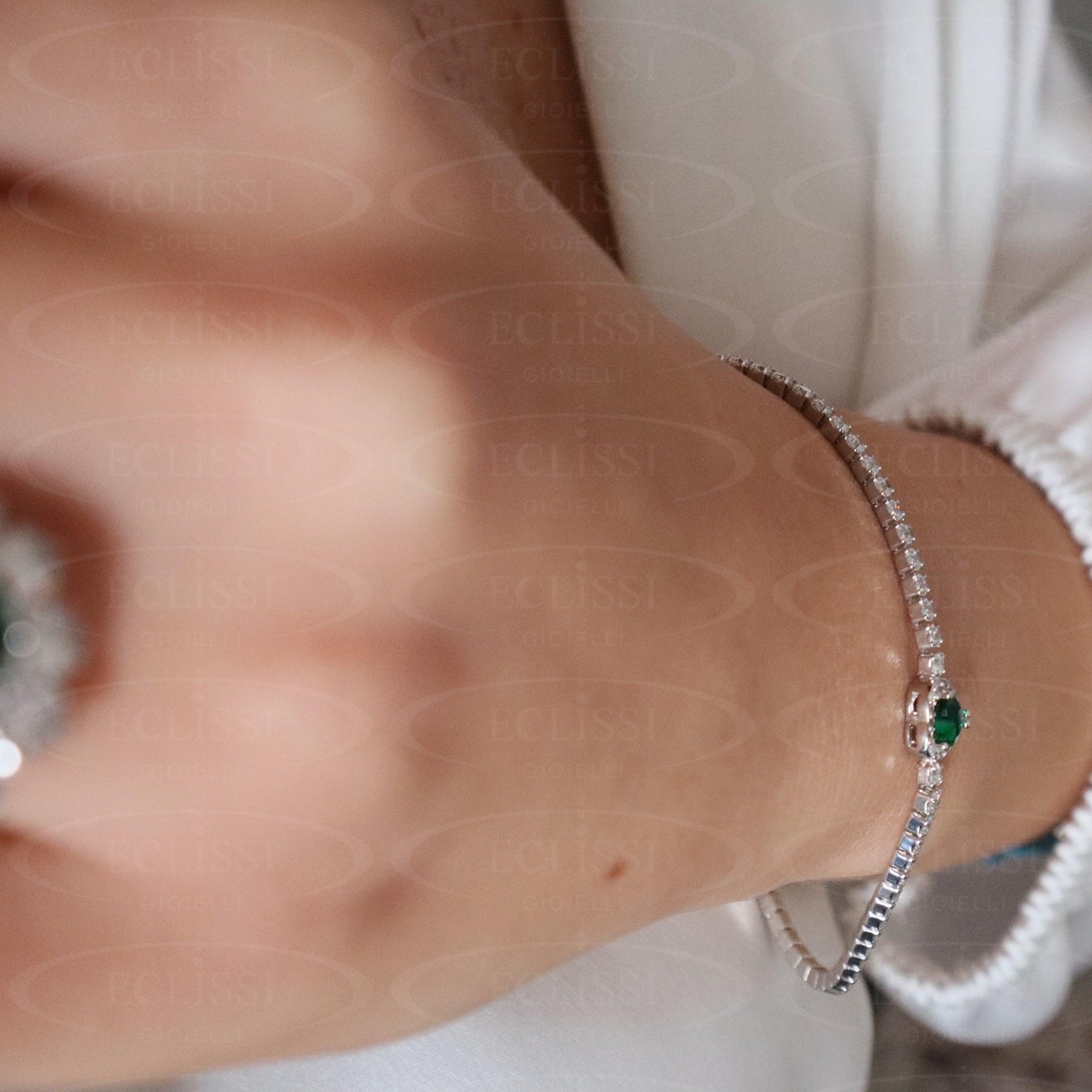 Bracciale Tennis Cuore Verde mod. Sissi - Eclissi Gioielli
