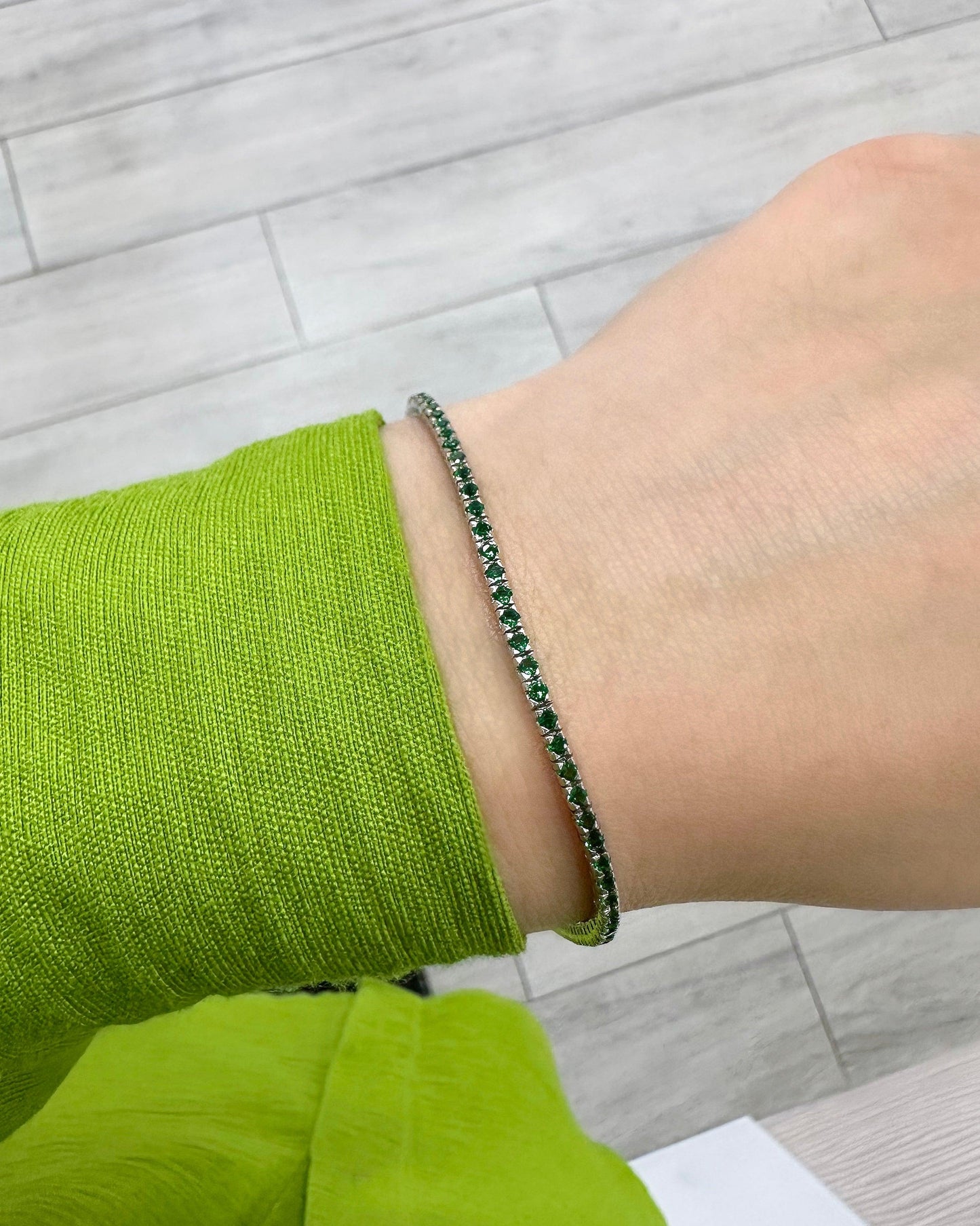 Bracciale Tennis Verde mod. Sofia - Eclissi Gioielli