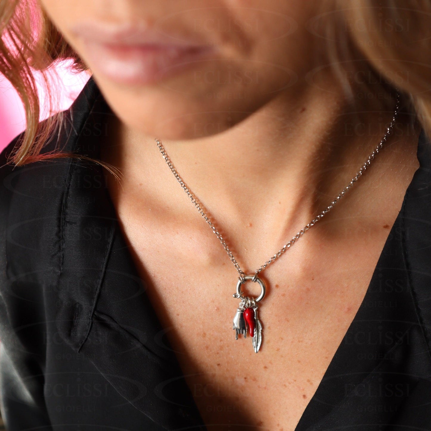 Collana Donna Argento 3 Ciondoli Dante - Eclissi Gioielli