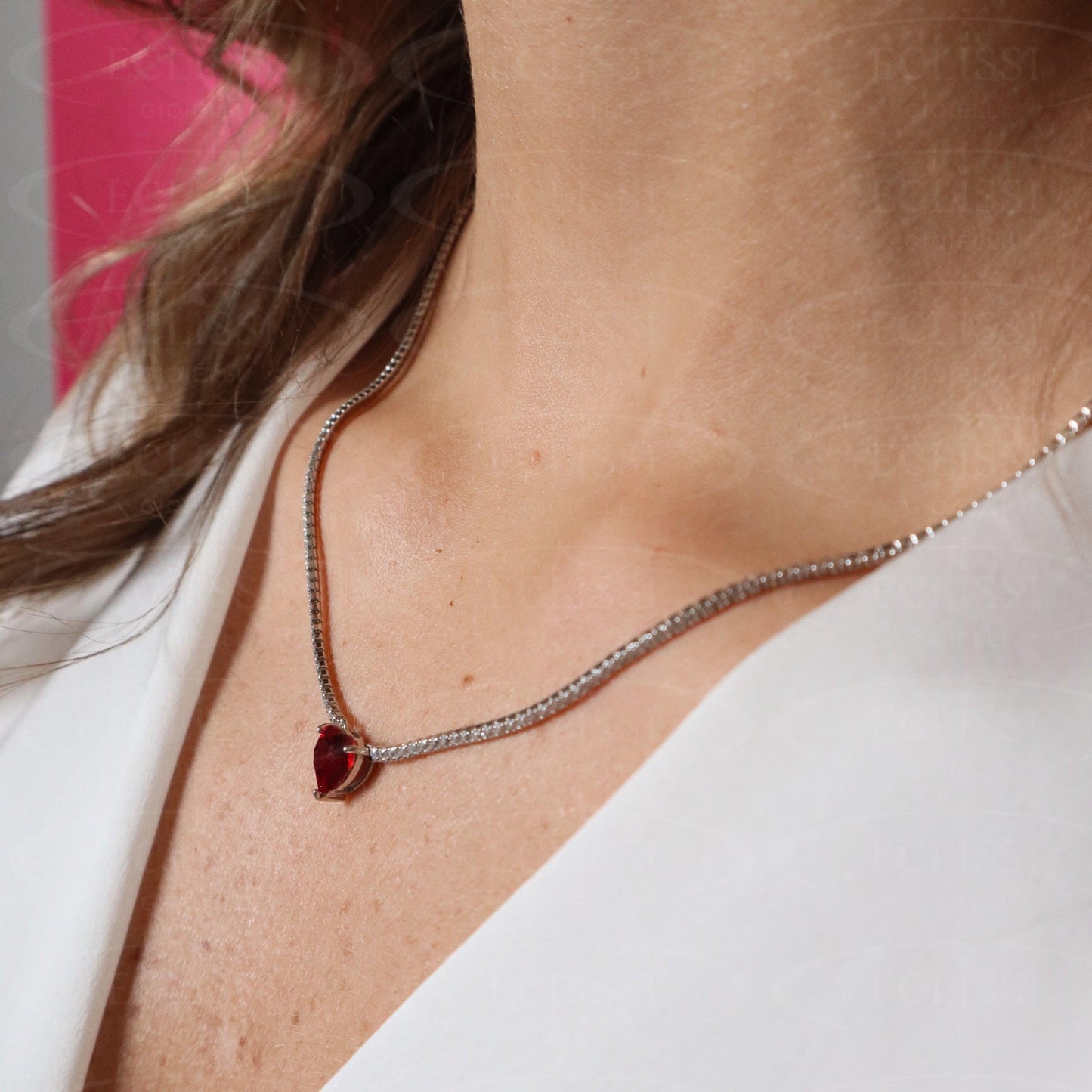 Collana Tennis Cuore Rosso mod. Taylor - Eclissi Gioielli