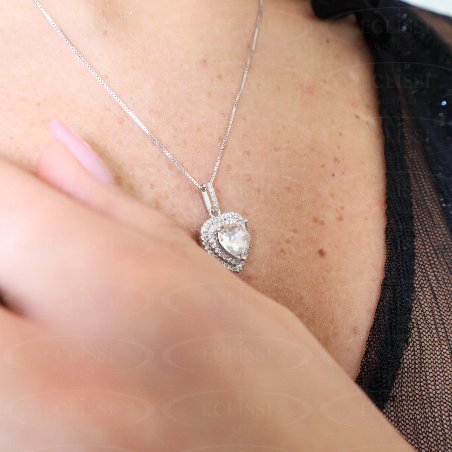 Parure Cuore Bianco mod. Rose - Eclissi Gioielli