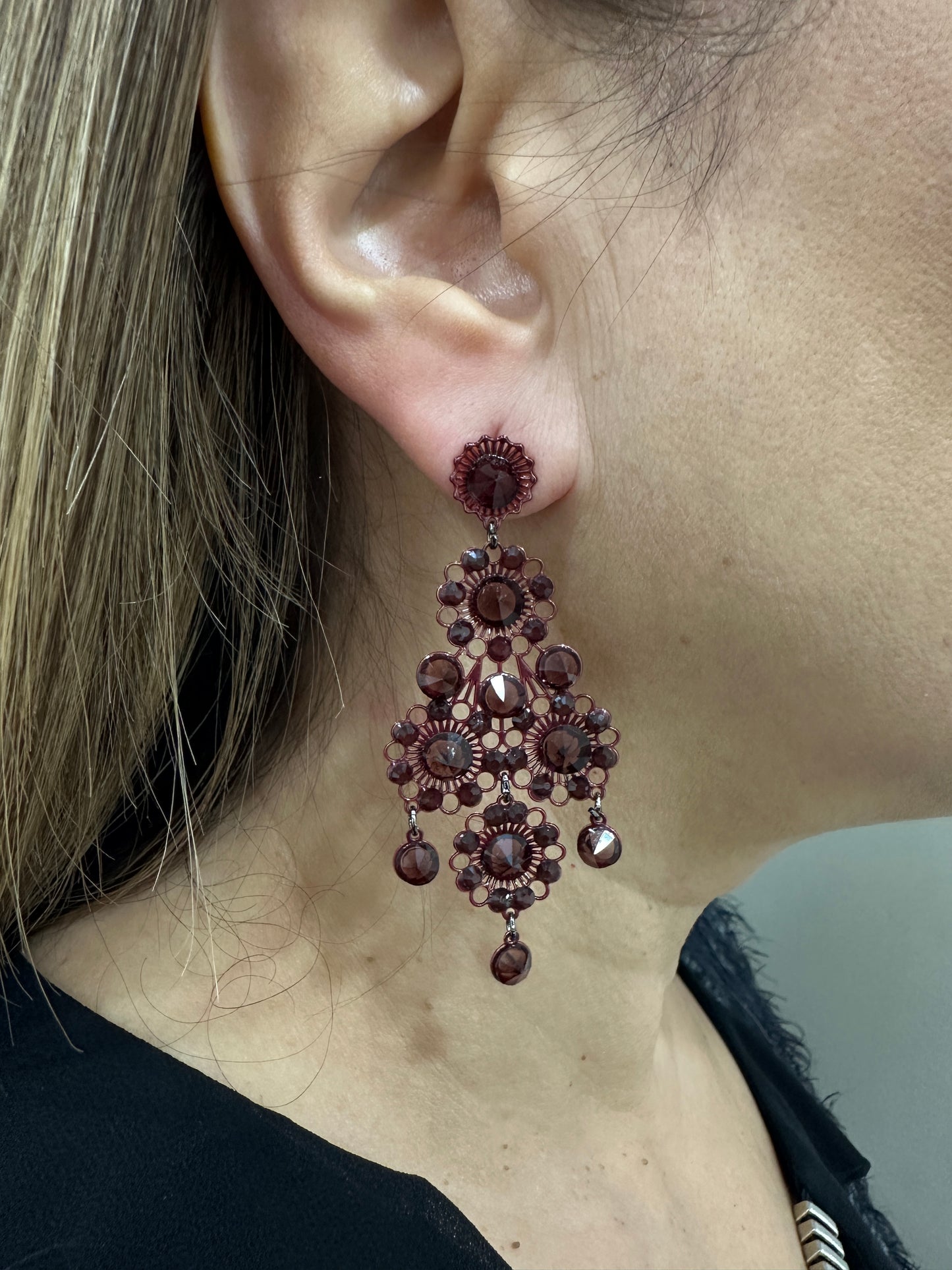 Orecchini LaGriffe Bordeaux Con Swarovski