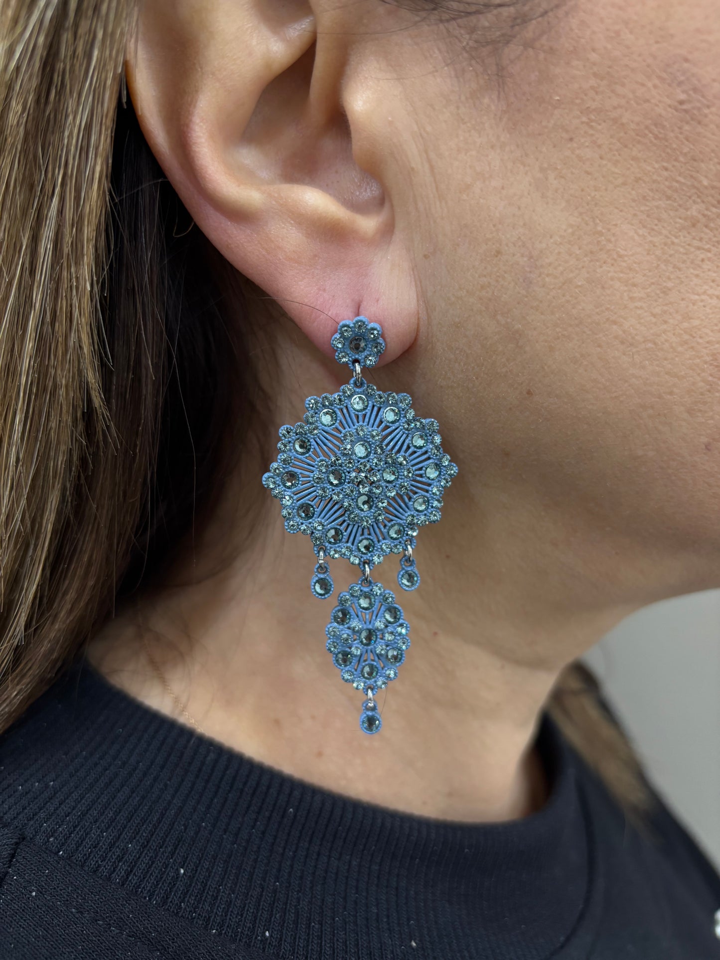 Orecchini LaGriffe Azzurri Pendenti Con Swarovski