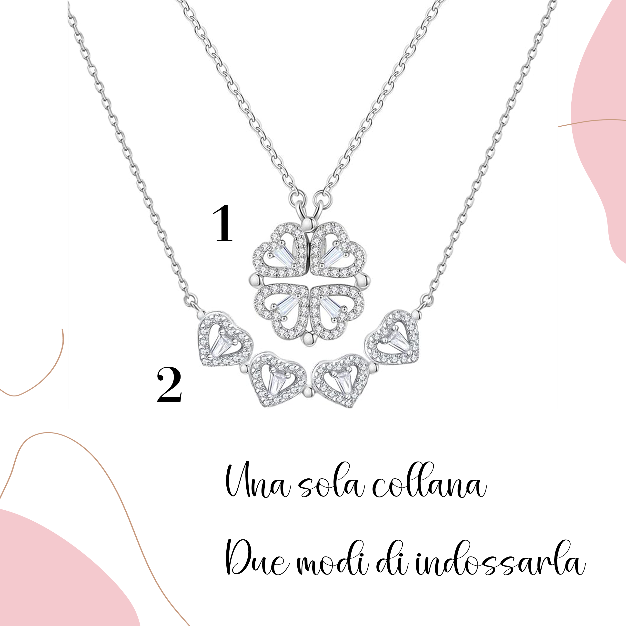 Collana Quadrifoglio Argento Con Iniziale E Cristalli - Gioiello Minimalista Regalo Per Donne E Ragazze