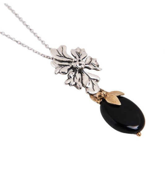 Collana Nemoris Fiore Con Onice